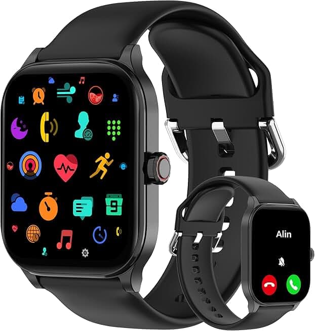 Smart Watch (Answer/Make Call), 2.01" Smartwatch for Android Phones and iPhone with Heart Rate,Sleep Monitor,Pedometer, 100+Sports Fitness Watch, IP68 Waterproof Fitness Tracker for Men Women