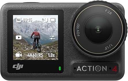 DJI Osmo Action 4 Standard Combo, 4K/120fps Waterproof Action Camera with a 1/1.3-Inch Sensor, Stunning Low-Light Imaging,10-bit & D-Log M Color Performance, Long-Lasting 160 Mins, Outdoor Camera