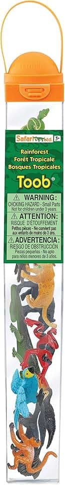Safari Ltd. Rainforest TOOB - 11 Figurines: Macaw, Frogs, Toucan, Iguana, Monkey, and More - Educational Toy Figures For Boys, Girls, and Kids Ages 3+