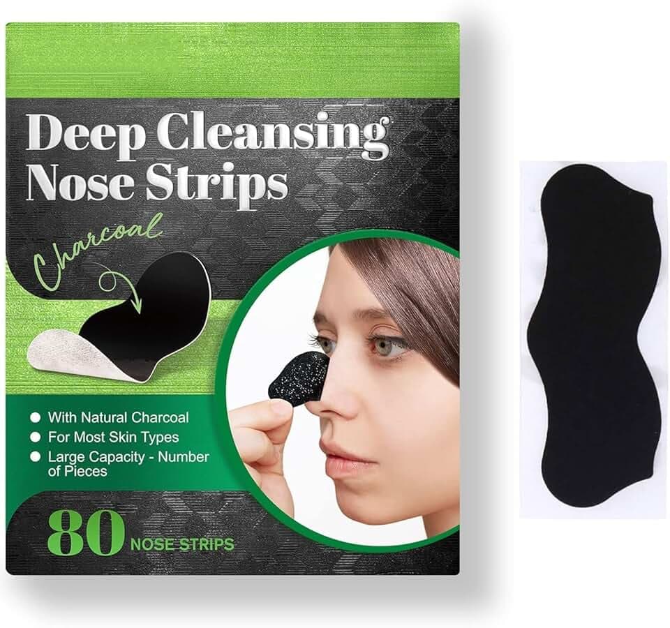 Pore Strips,Blackhead Remover,Black Heads Removal for Nose Face,Deep Cleansing Charcoal Strips,Pore Whiteheads Cleanser Strawberry Nose, Deep Cleansing for All Skin Types