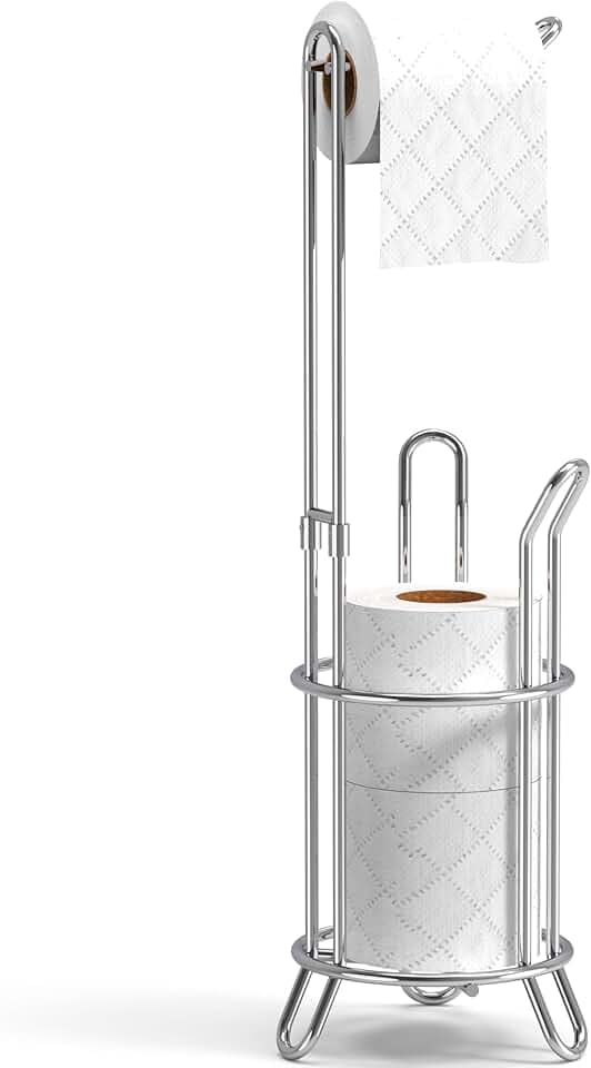 Simple Houseware Bathroom Toilet Tissue Paper Roll Storage Holder Stand, Chrome