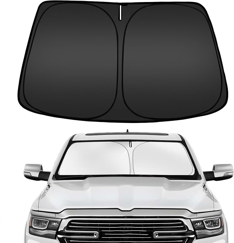 ARISMOTOR Windshield Sun Shade for Dodge Ram 1500 2019-2025, Custom Fit Foldable Front Window Sunshade Sun Visor Protector, Block UV Rays Keep Your Car Cooler