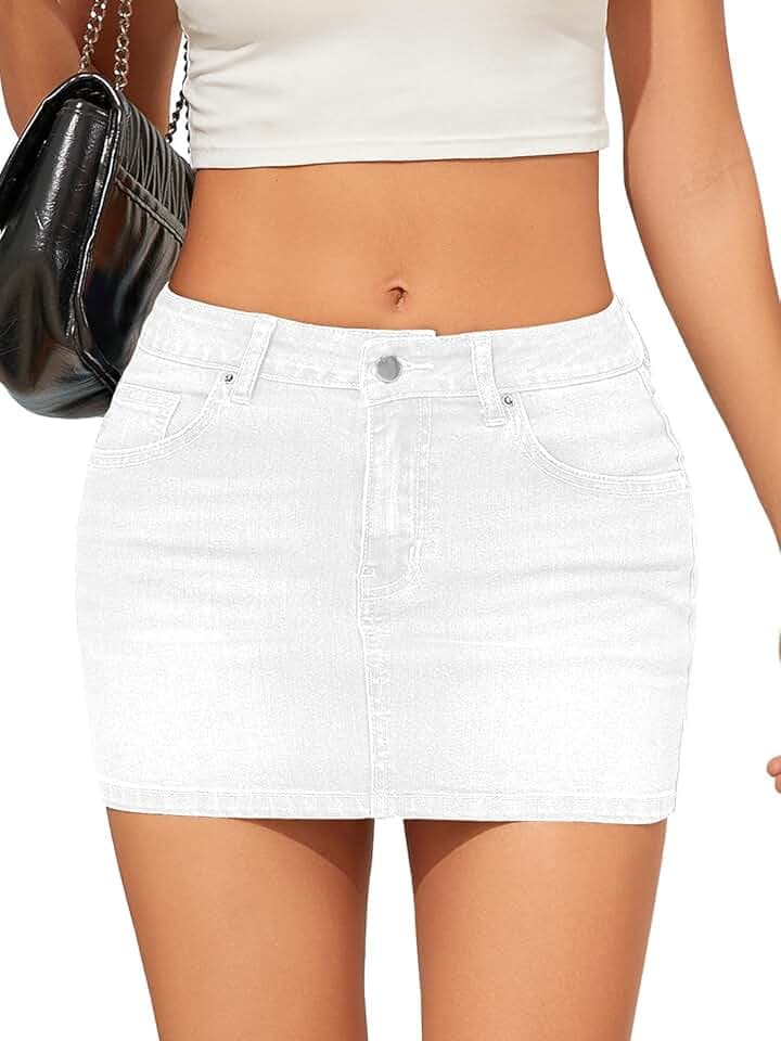 Women's Jean Skirts Low Waisted Casual Stretch Denim Mini Skirt with Pockets Sexy Denim Skirt for Women 2025 Trendy