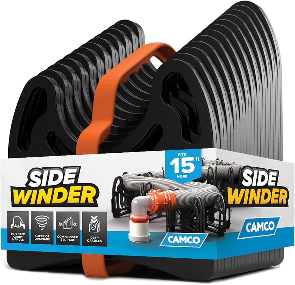 Camco Sidewinder 15-Ft RV Sewer Hose Support - Flexible Telescoping Design for Avoiding Obstacles & Deep Cradles Secure RV Sewer Hose - Out-of-The-Box Ready & Folds for RV Storage (43043)