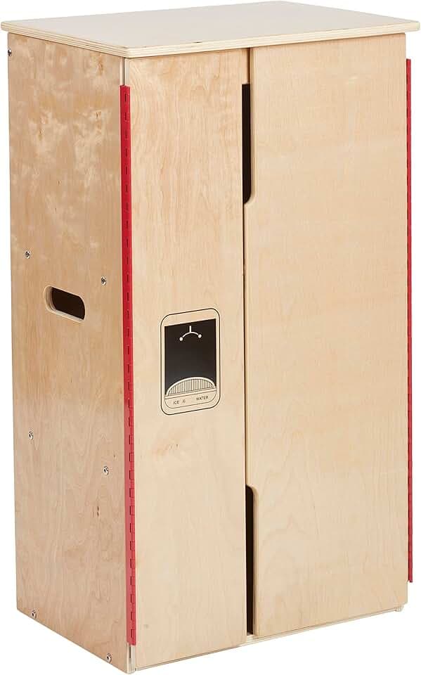 ECR4Kids Play Kitchen Refrigerator, Wooden Playset, Natural