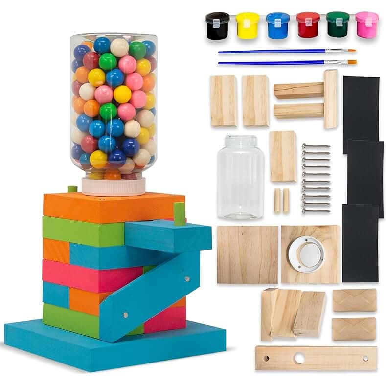 DIY Wood Building Kits, STEM Woodworking Kit for Kids, Creative Fun Craft Projects, Great Gift for Boys & Girls (Candy Dispenser, 1-Pack)