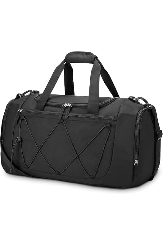 Vorspack Gym Bag for Men - 21 Inches Duffle Bag for Travel Lightweight Duffel Bag with Shoe Compartment Personal Item Travel Bag Weekender Bag for Travel Sports Gym - Black