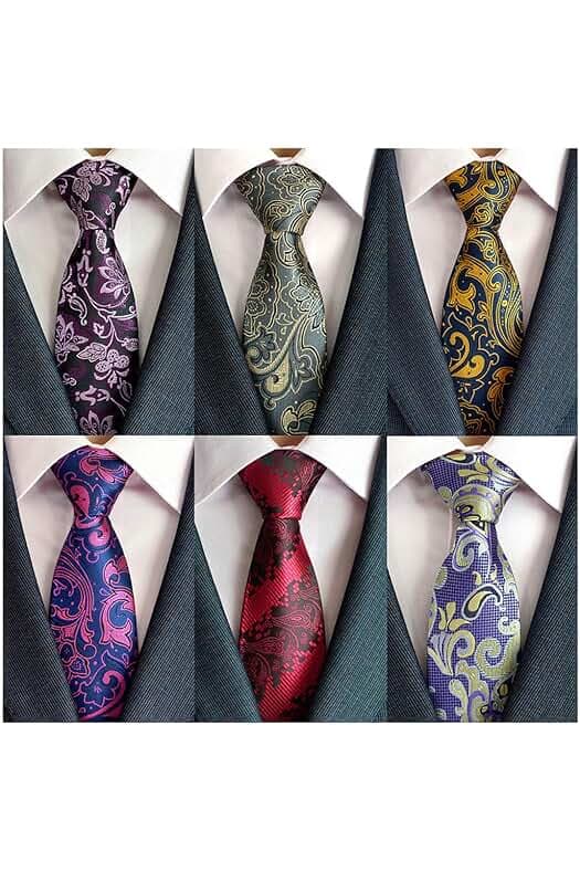 Adulove Men's Necktie Classic Silk Tie Woven Jacquard Neck Ties 6 PCS