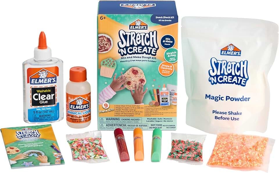 Elmer’s Stretch 'N Create Dough Kit, 3 Ways to Play, Snack Shack Kit, 9 Count - Perfect for Birthday Party Gift, School Classroom Activity, Kids Craft Summer Fun