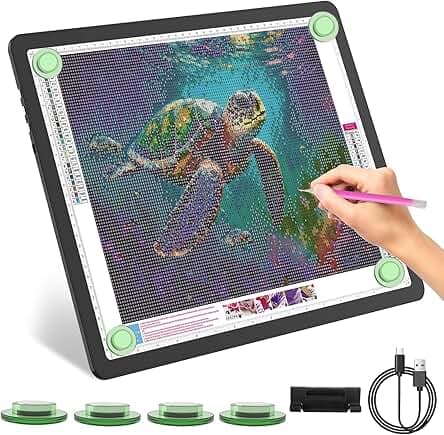 Rechargeable A3 Light Pad for Diamond Painting with 4000mAh Battery,Side Physical Buttons,Diamond Art Light Board,Magnetic Light Pad 13.4x18.2,LED Light Box for Tracing,Drawing,Weeding Vinyl