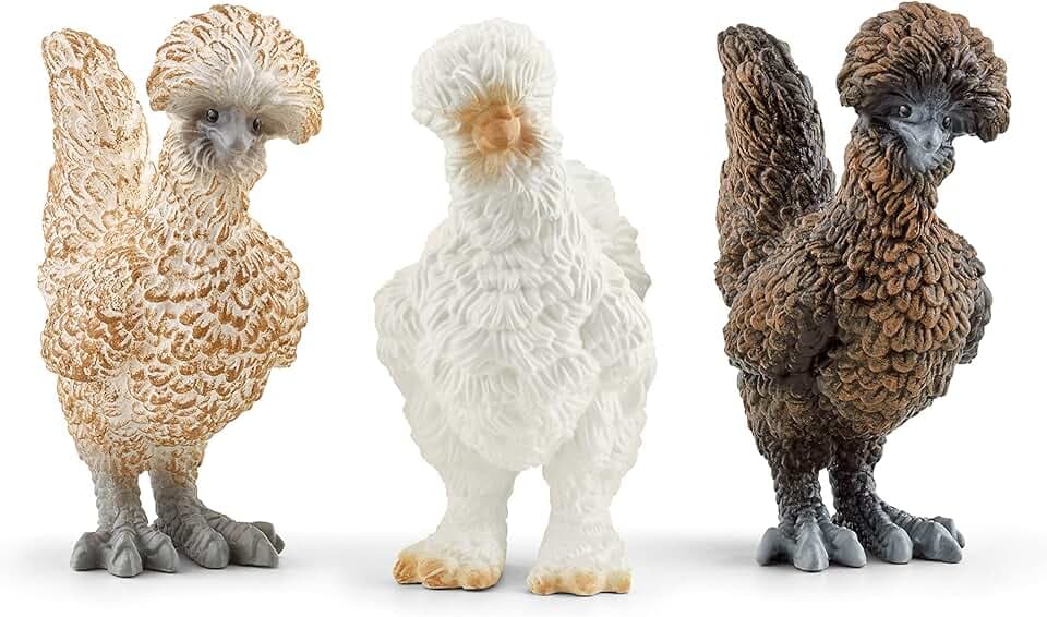 Schleich Farm World Realistic Chickens Playset - 3-Piece Farm and Barn Toy Playset with Realistic Chicken Figurines for Play Time and Imagination, for Boys and Girls, Gift for Kids Toddlers Age 3+