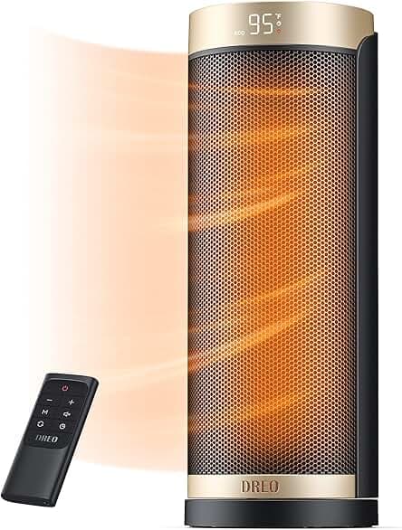 Dreo Space Heater, 1500W PTC Ceramic Heaters for Indoor Use with Remote, 70° Oscillation, 1-12H Timer, Electric Heaters with Thermostat, Fast and Safe Portable Heater for Office, Bedroom, Large Room