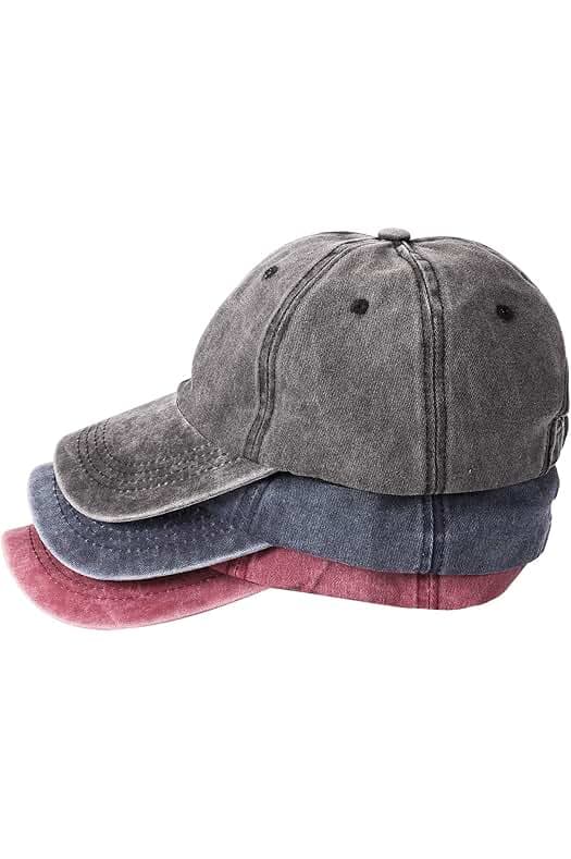 3 Pack Washed Plain Baseball Cap, Retro Adjustable Dad Hats Gift for Men/Women,Unstructured/Cotton