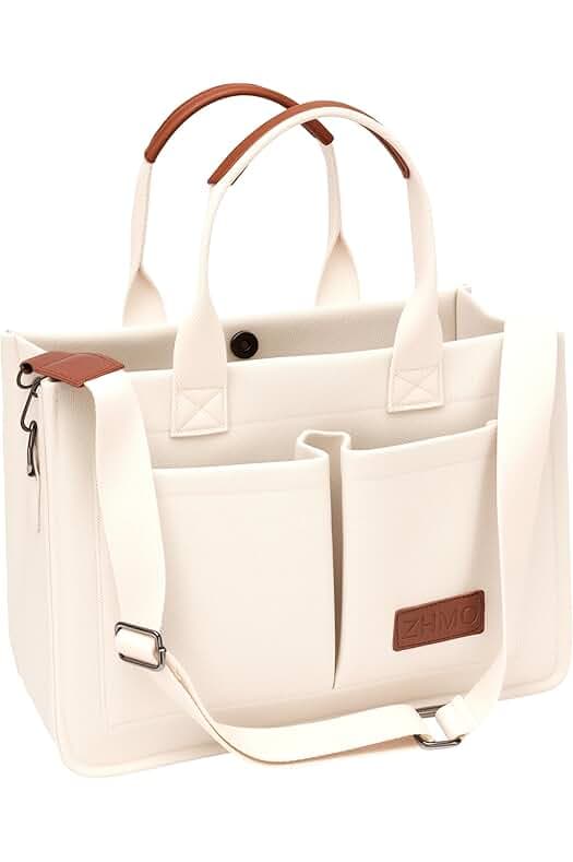 Tote Bag for Women With Compartments,Large Canvas Tote Women's Purse Crossbody Bags Work Laptop Book Bag Satchels Handbags