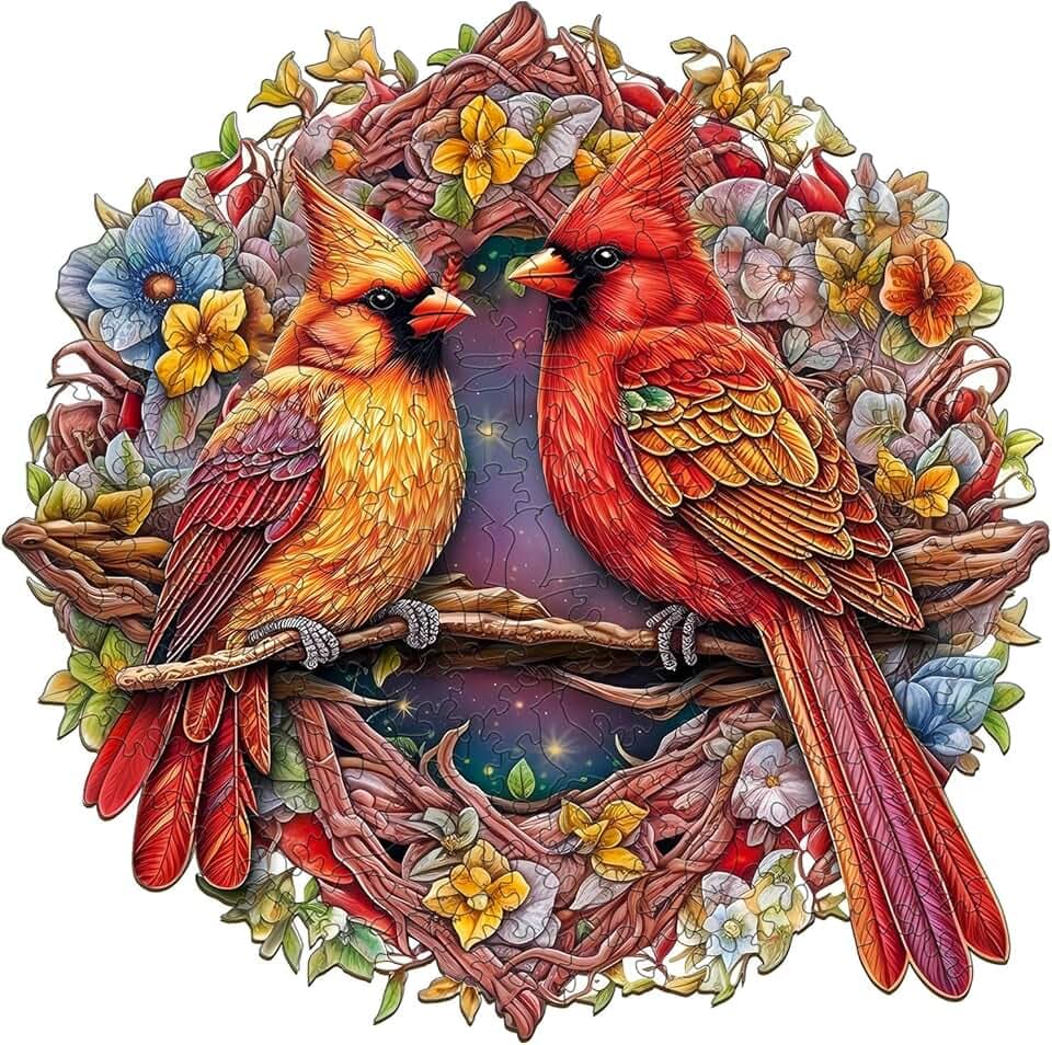 Wooden Puzzles for Adults, Cardinal Puzzles, 200 Pieces Puzzles for Adults, Christmas Puzzle Gifts for Women, Wooden Jigsaw Puzzles (M-11.9 * 11.8in)