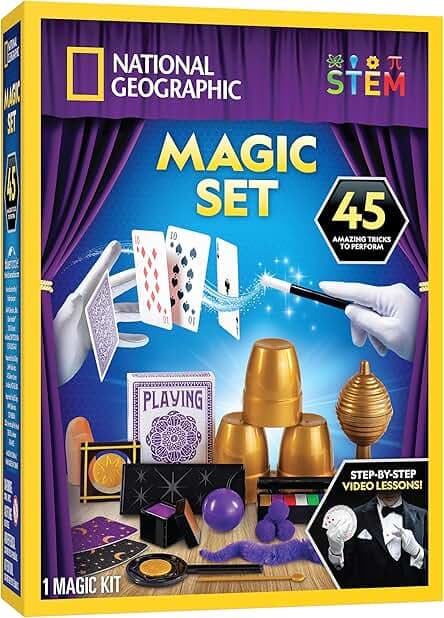 National Geographic Kids Magic Set - 45 Magic Tricks for Kids to Perform with Step-by-Step Video Instructions for Each Trick Provided by a Professional Magician, Toys for Boys and Girls