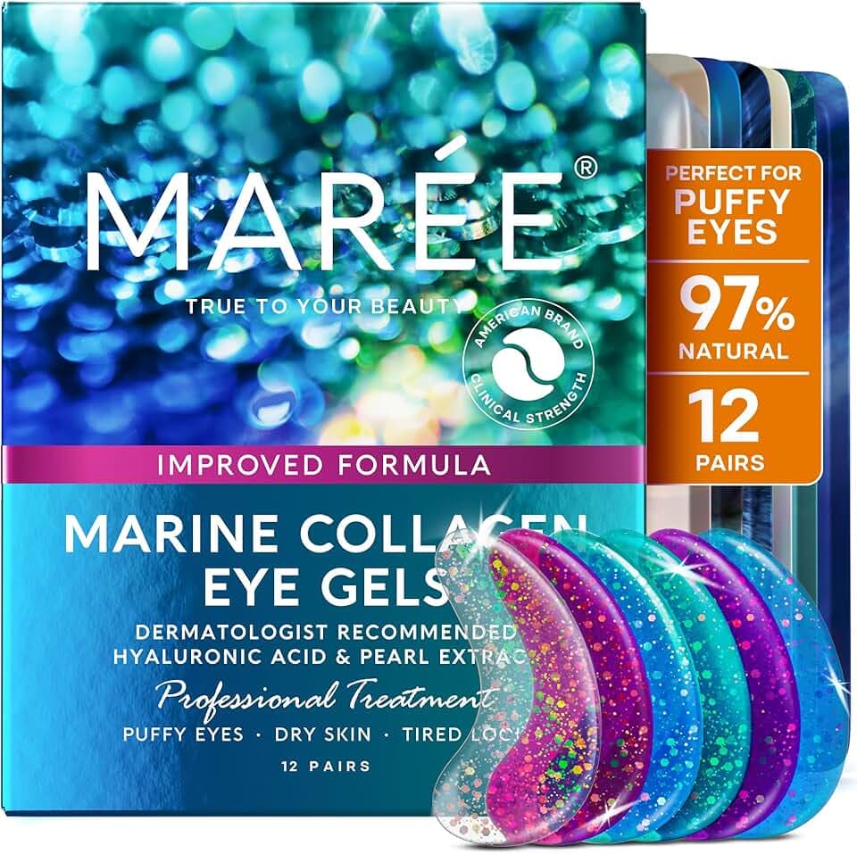 MAREE Eye Gels - Pads Under Eye Patches for Puffy Eyes and Dark Circles with Collagen & Hyaluronic Acid - Anti Wrinkles Under Eye Masks Skincare Treatment for Puffiness & Bags - Parches Para Ojeras