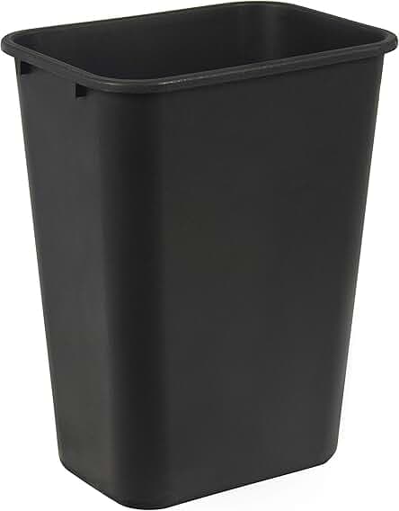 Amazon Basics Trash Can, Rectangular Commercial Office Wastebasket, 10 Gallon (Pack Of 1), Black (Previously AmazonCommercial brand)