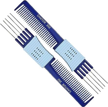 Cantor Lift Teasing Comb and Hair Pick 2 Pack, Stainless Steel Lifts - Anti Static Comb For All Hair Types