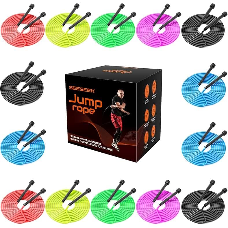 14 Pack Adjustable PVC Jump Rope for Cardio Fitness - Versatile Jump Rope for Women Men Kids Christmas Gift -Tangle-Free for Keeping Fit, Training, Workout
