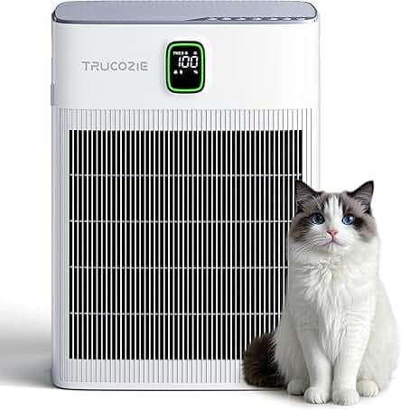 Air Purifier for Home Up to 2000 Ft² in 1 Hr with Washable Pre-Filter, Air Purifier for Home Pets with PM 2.5 Air Quality Display, Sleep Mode for Allergies, Dust, Smoke, White
