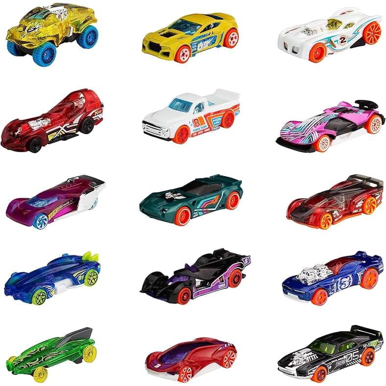 Hot Wheels Toy Cars & Trucks, Track Bundle Set of 15, 3 Different Track-Themed Packs of 5 1:64 Scale Vehicles for Collectors & Kids