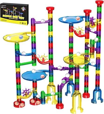 Magicfly Marble Run Set, 127 Pcs Marble Race Track for Kids with Glass Marbles, Upgrade Marble Works Set
