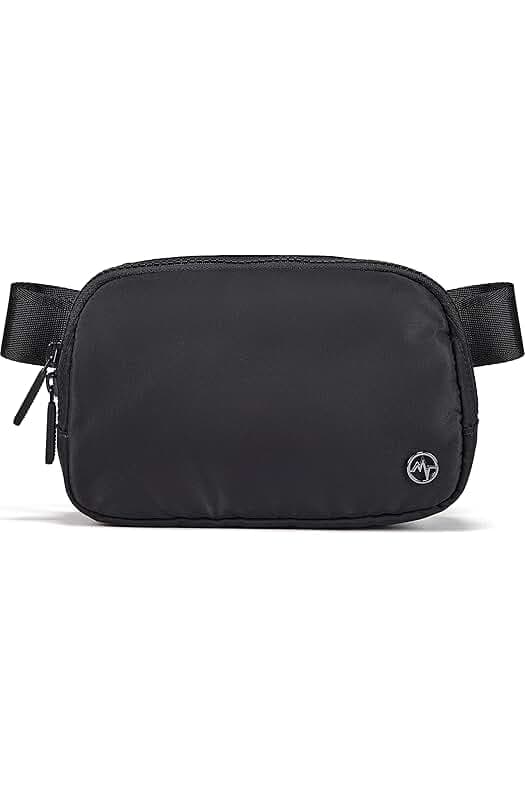 Pander Two Way Zipper Fanny Pack Nylon Everywhere Belt Bag for Women, Water Repellent Waist Packs, Crossbody Bags with Adjustable Strap (Black).