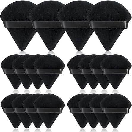 Thrilez 20pcs Triangle Powder Puff, Loose Powder Puffs Makeup Puff for Face Powder, Setting Powder Puff for Make Up, Face Puff Pads for Press Powder, Sponge Powder Applicator for Face and Eye (Black)