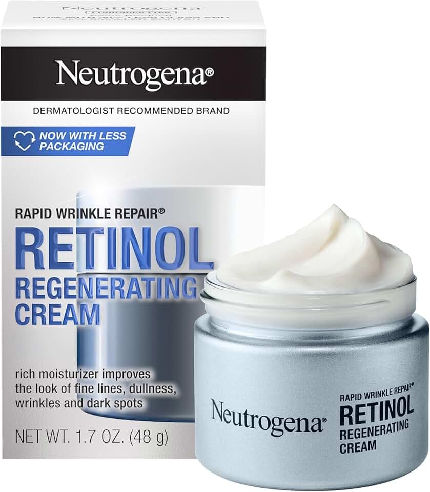 Neutrogena Rapid Wrinkle Repair Retinol Face Moisturizer, Daily Anti-Aging Face Cream with Retinol & Hyaluronic Acid to Fight Fine Lines, Wrinkles, & Dark Spots, 1.7 oz