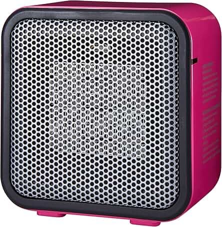 Amazon Basics Ceramic Space Heater, Mini Heater for Office Desk, Portable Tent Heater for Camping (Indoor Use), 500 W, With Tip-Over Protection, Lightweight (1.4 LBS), Pink, 5.9 x 3.2 x 6 inches