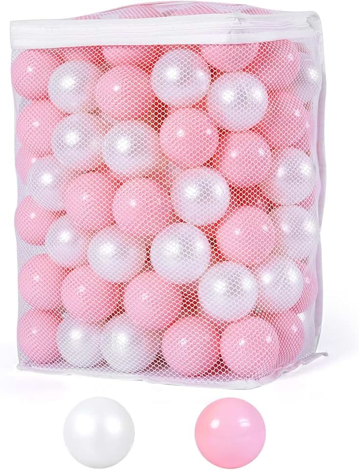 Ball Pit Balls Crawl Balls Crush Proof Plastic Ball for Infant Ball Pit Children's Toy Balls Pearl Ocean Balls, 2.2inches,100Pcs (Pink/Pearl White)