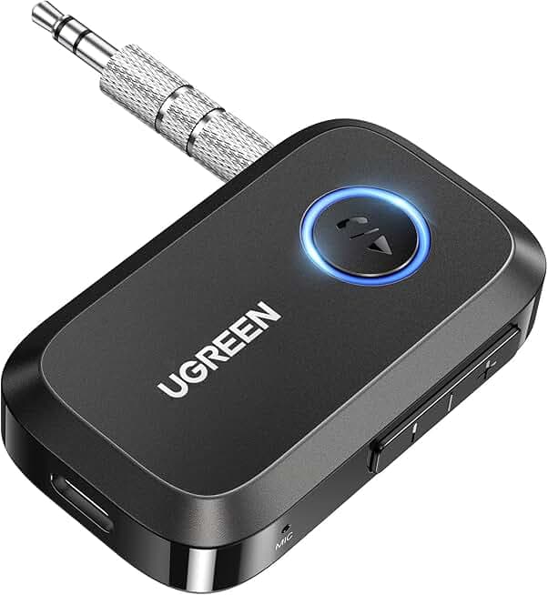 UGREEN 5.4 Aux Bluetooth Adapter, Noise Cancelling 3.5mm AUX Bluetooth Car Adapter, Wireless Audio Receiver for Home Stereo/Wired Speaker, 15H Battery Life