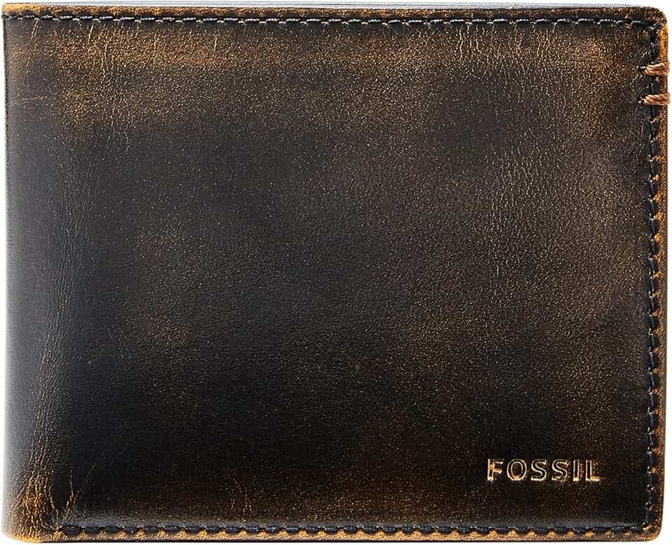 Fossil Men's Wade Leather Bifold with Flip ID Wallet, Black, (Model: ML3882001)