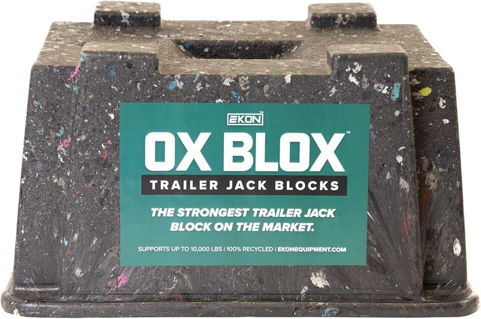 OX BLOX Heavy Duty Trailer Jack Block - Made in USA - Super Strong and Durable - 100% Recycled Plastic RV Jack Blocks - Trailers & Camper Essentials