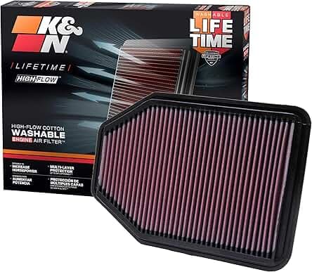 K&N High-Flow Original Lifetime Engine Air Filter: Increase Power: Premium, Washable: Compatible with 2007-2018 JEEP: Wrangler, Wrangler JK, 22-2364