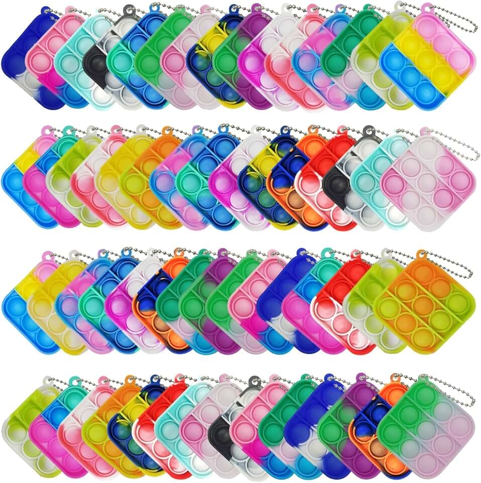 120 Pcs Mini Pop Bubble Fidget Sensory Toys for Party Favors,Pop Keychain Bulk for Classroom Prizes, Easter Basket Stuffers Christmas Valentine Gifts for Kids Students