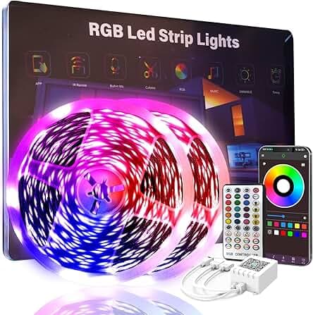 200 FT Led Lights for Bedroom, Music Synchronized Smart Led Strip Lights, Ultra Long with Remote Application Control Bluetooth LED Lights, Color Change RGB Light
