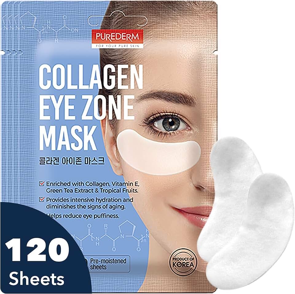 Purederm Deluxe Collagen Eye Mask Collagen Pads For Women 4 Pack Of 30 Sheets/Natural Eye Patches With Anti-aging and Wrinkle Care Properties/Help Reduce Dark Circles and Puffiness