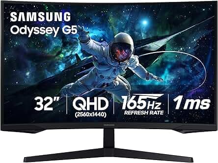 Samsung 32â€ Odyssey G55C Series QHD 1000R Curved Gaming Monitor, 1ms(MPRT), HDR10, 165Hz, AMD Radeon FreeSync, Eye Care, Glare Free, Sharp Resolution LS32CG550ENXZA