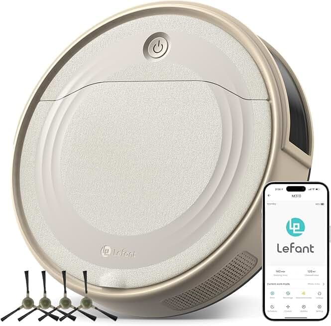 Lefant M310 Robot Vacuum Cleaner-4500Pa Suction, PreciSense Obstacle Avoidance, Brushless Motor, Quite, Slim, 160Mins, Self-Charging Robotic Vacuum, App/Wi-Fi/Alexa, Ideal for Pet Hair Hard Floor