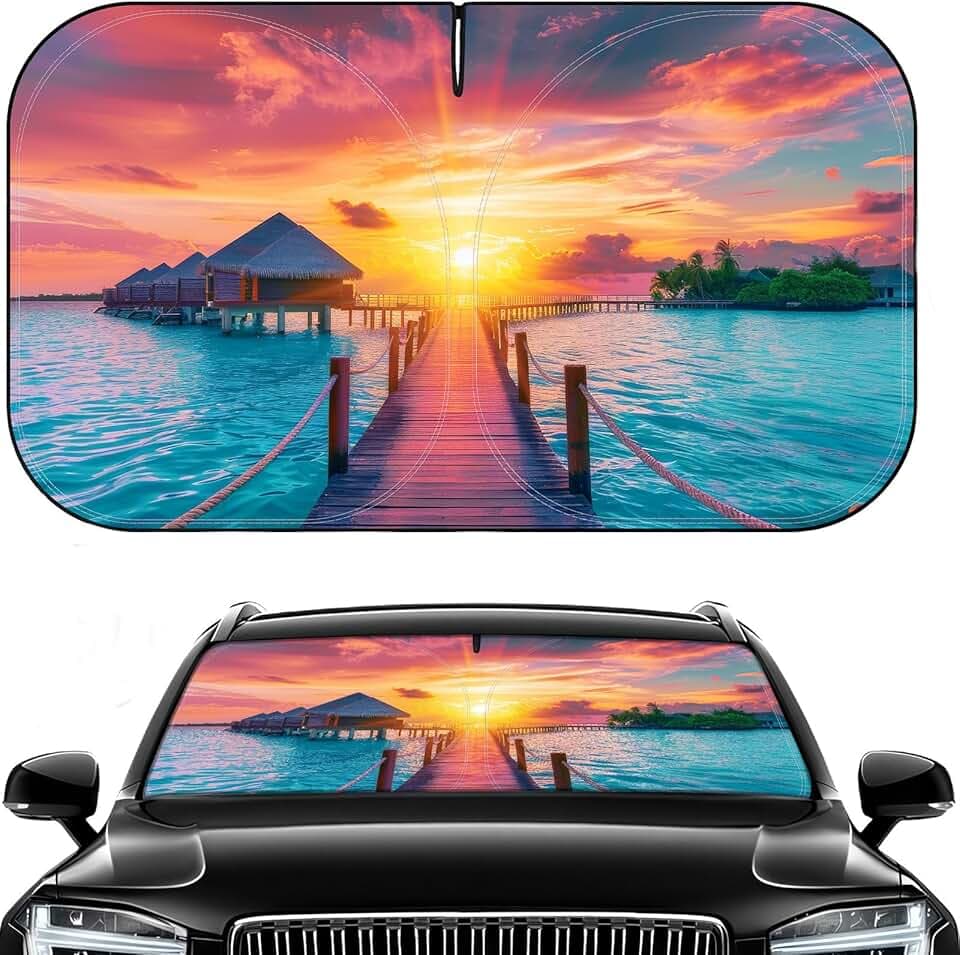 Car Windshield Sun Shade - Foldable Car Sun Shade Windshield for Front Window, Reflector Sunshade Offers Ultimate Protection for Cars Interior (55.2 x 31.5 in)