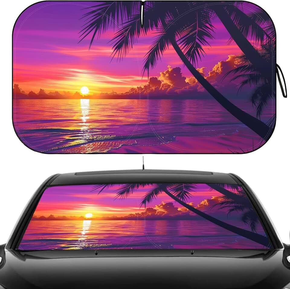 Windshield Sun Shade - Car Sun Shade Windshield Keeps Interior Cool, Foldable Sunshade for Car Windshield with Storage Bag for Cars, SUVs, 55'' x 32''