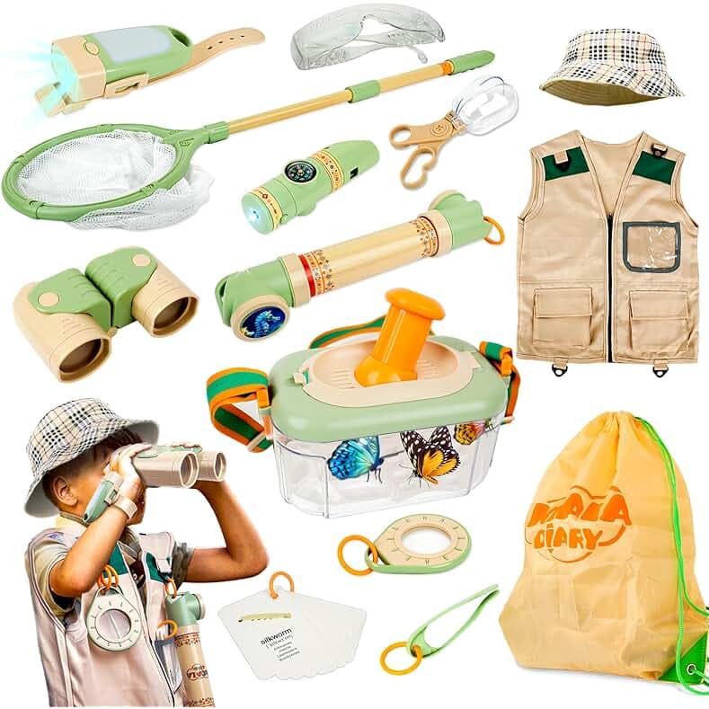 SMILESSKIDDO Kids Explorer Kit, 27 Pcs Outdoor Explorer Kit & Kids Bug Catching Kit - Kids Nature Kit Outdoor Camping Adventure Toys for Kids 3+ Years Old