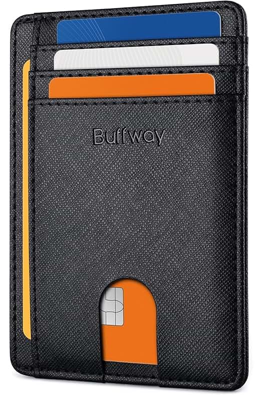 Buffway Slim Minimalist Front Pocket RFID Blocking Leather Wallets for Men and Women