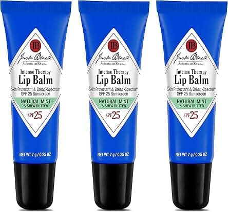 Jack Black Intense Therapy Lip Balm - Jack Black Lip Balm SPF 25 Sunscreen, SPF Lip Balm for Chapped Lips, Lip Sunscreen, Lip SPF, Lip Moisturizer for Dry Lips, Lip Balm with SPF, Lip Protection