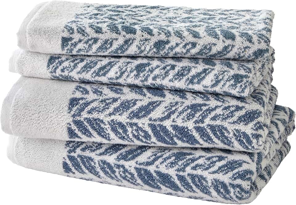SKL Home Distressed Leaves 2 Bath, 2 Hand Towel Set, Denim
