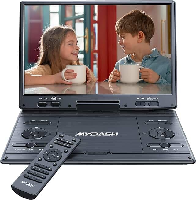 MYDASH 12.5'' Portable  DVD  Player  with  Swivel  Screen – Rechargeable  Car  DVD  Player,  Portable & Travel,  Region‑Free  Personal  DVD  Player  Portable,  USB/SD  Support