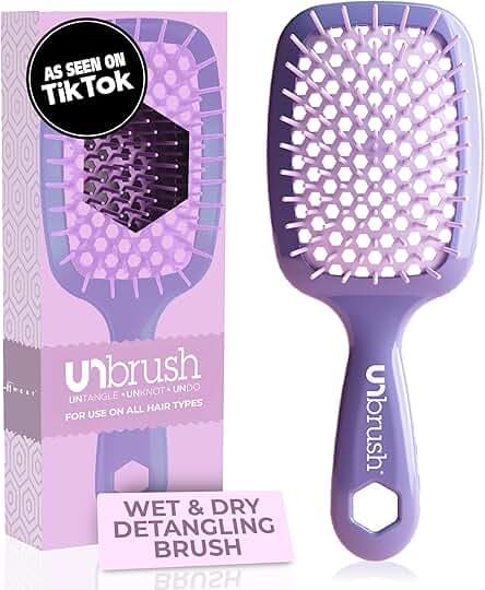 FHI Heat UNbrush Detangling Brush for Pain-Free Brushing on All Wet or Dry Hair Types — Durable DuoFlex Anti-Static Bristles, Lightweight Handle, Vented Hair Brush