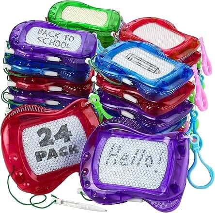 Pack of 24 Mini Magnetic Drawing Board for Kids - Backpack Keychain Clip Drawing Boards, Erasable Doodle Sketch Writing Pad, Birthday Kids Party Favors & Goodie Bags Stuffers